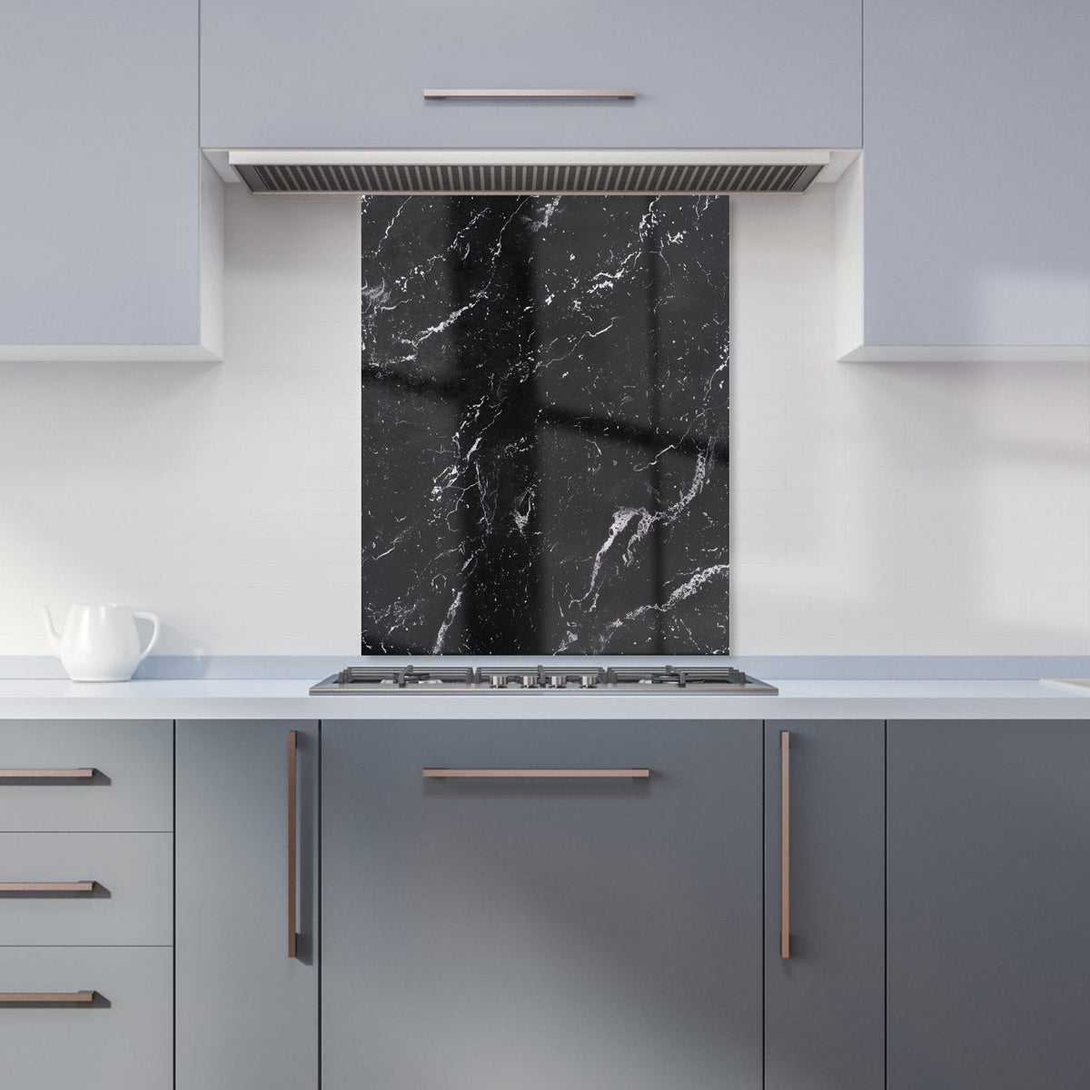 Polished Black Quartz Effect Kitchen Splashback