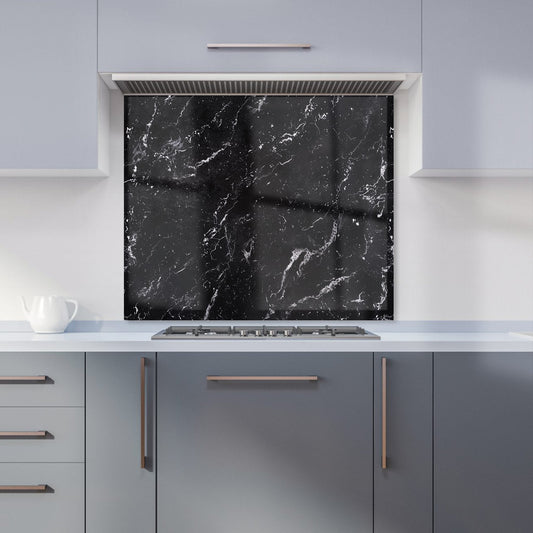 Polished Black Quartz Effect Kitchen Splashback