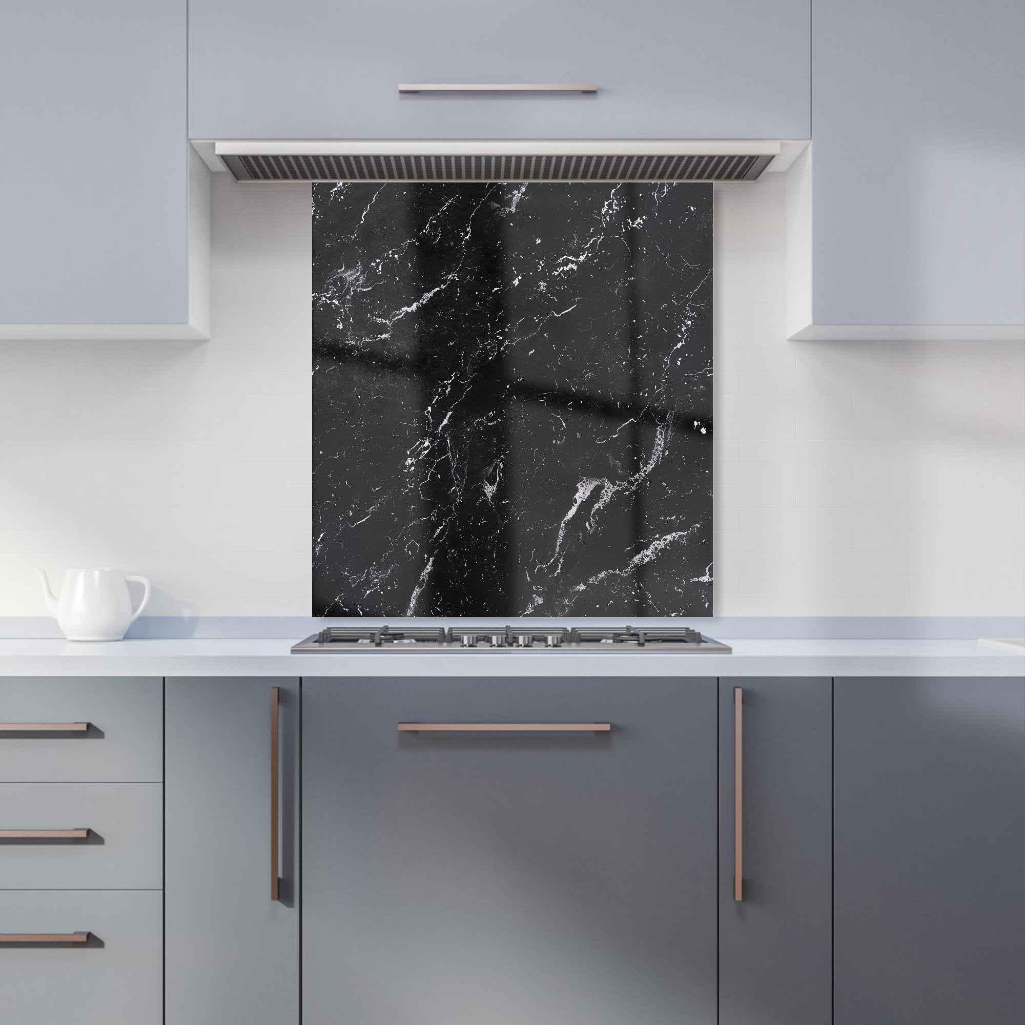 Polished Black Quartz Effect Kitchen Splashback