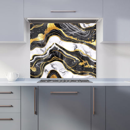 Black And Gold Marble Effect Kitchen Splashback