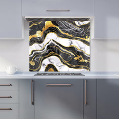 Black And Gold Marble Effect Kitchen Splashback