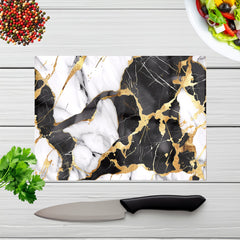 Gold And Black Marble Effect Chopping Board