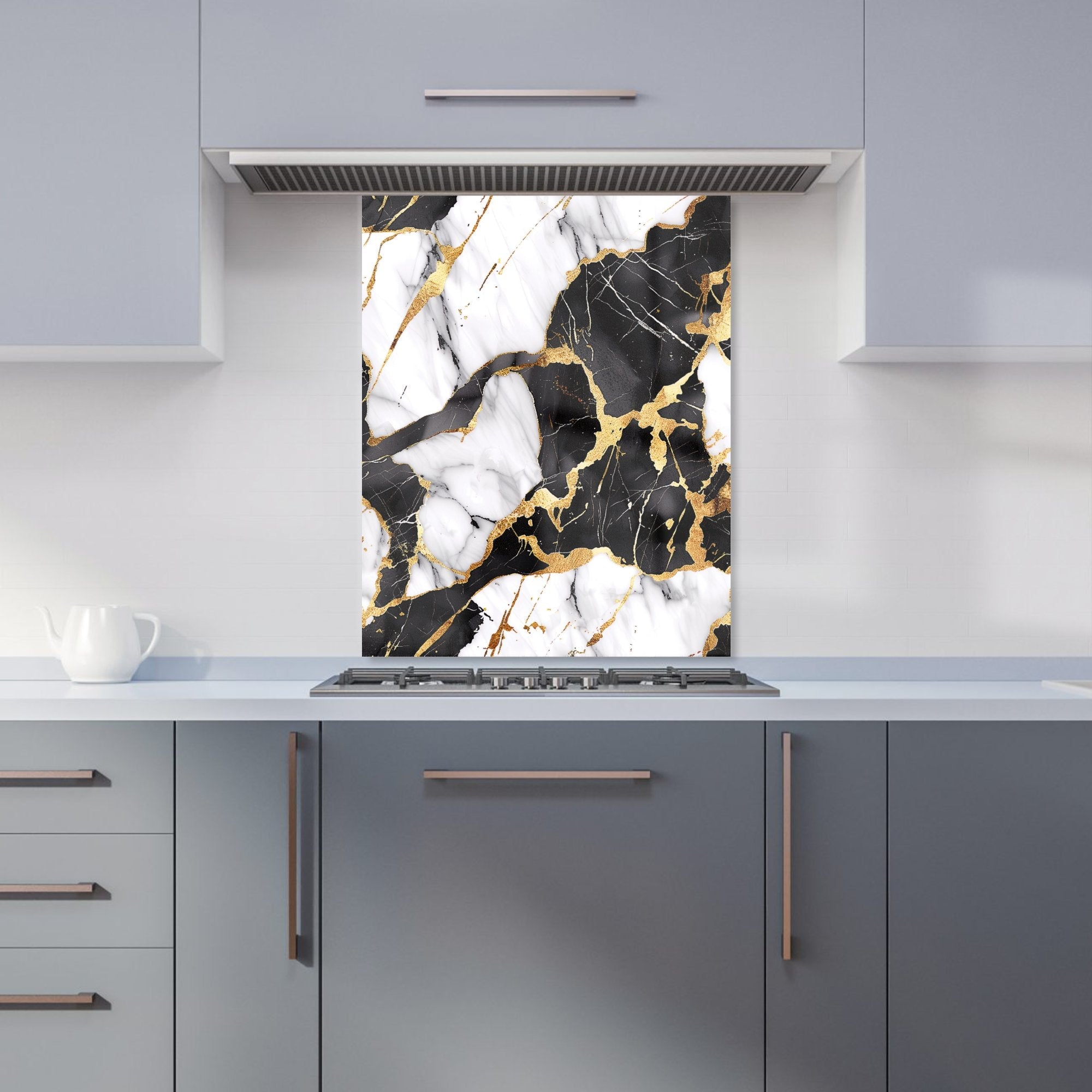 Gold And Black Marble Effect Kitchen Splashback