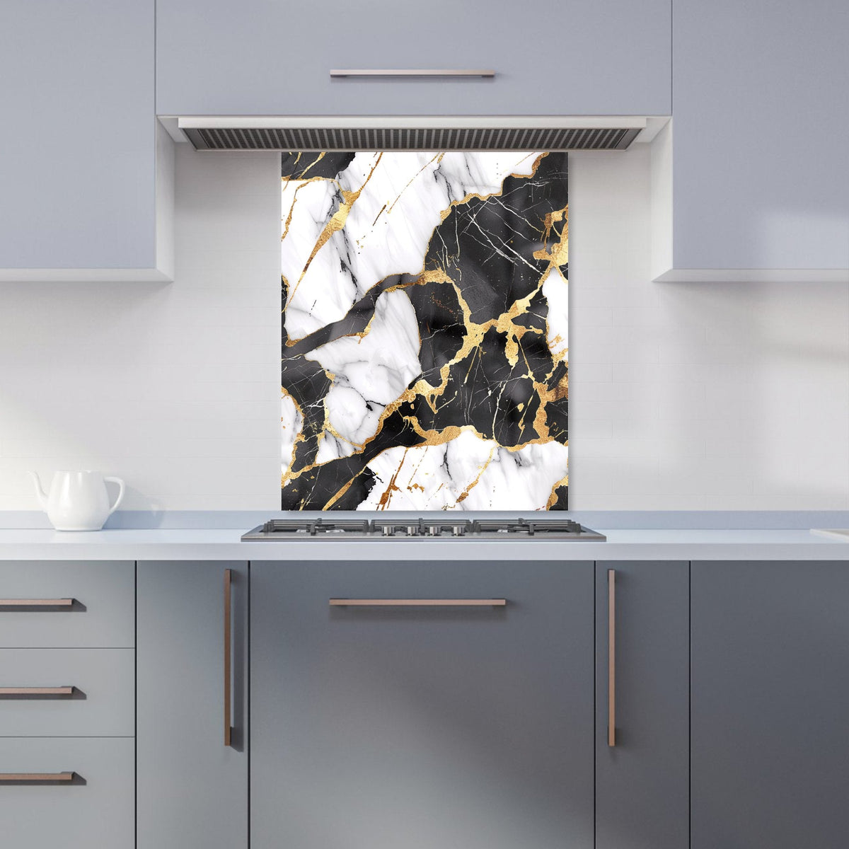 Gold And Black Marble Effect Kitchen Splashback