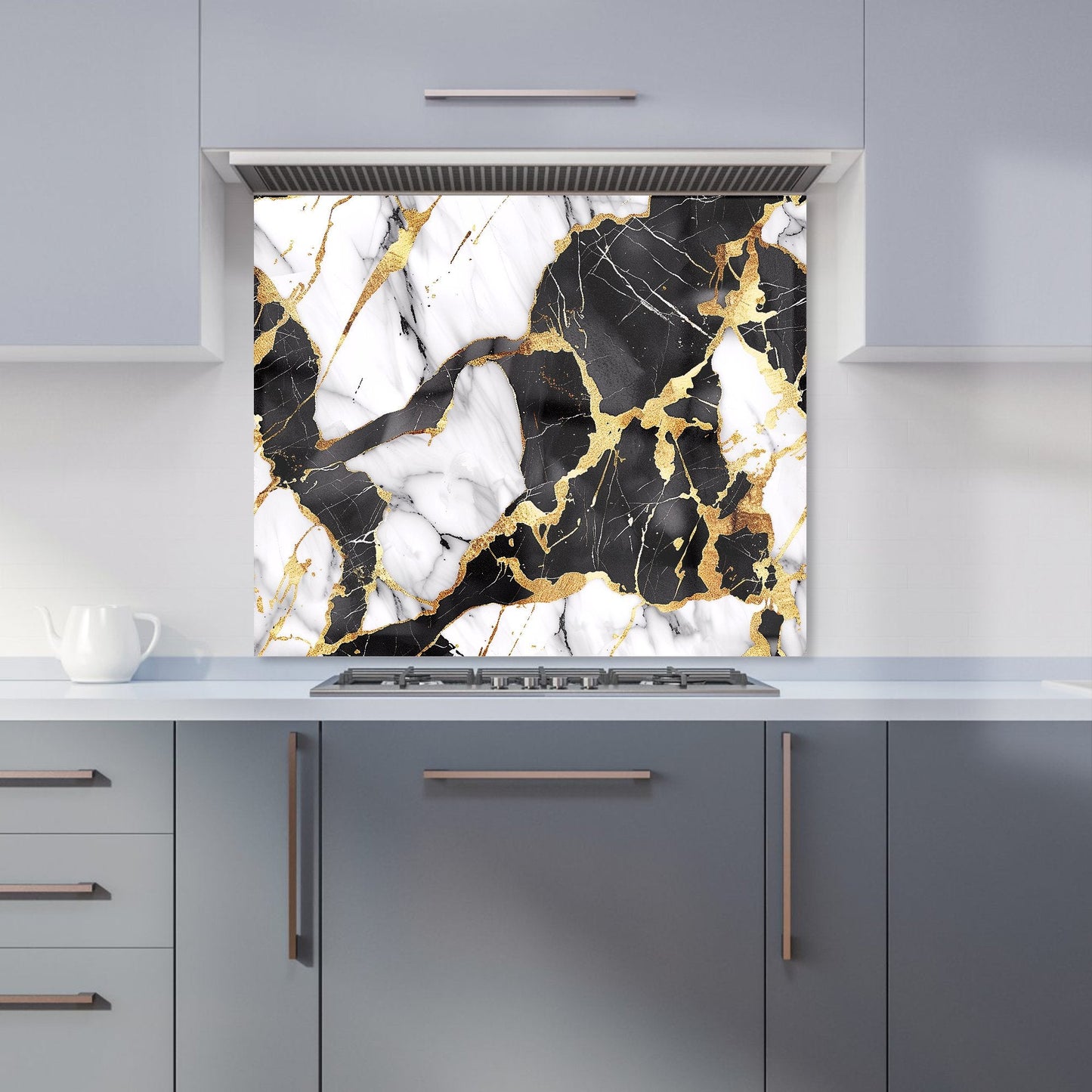 Gold And Black Marble Effect Kitchen Splashback