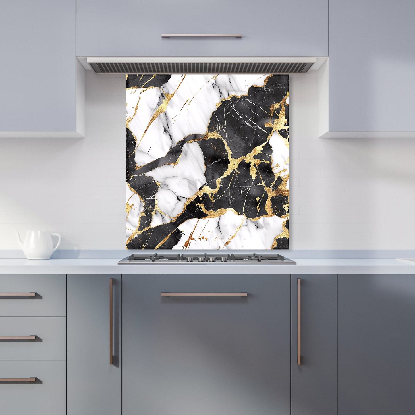 Gold And Black Marble Effect Kitchen Splashback