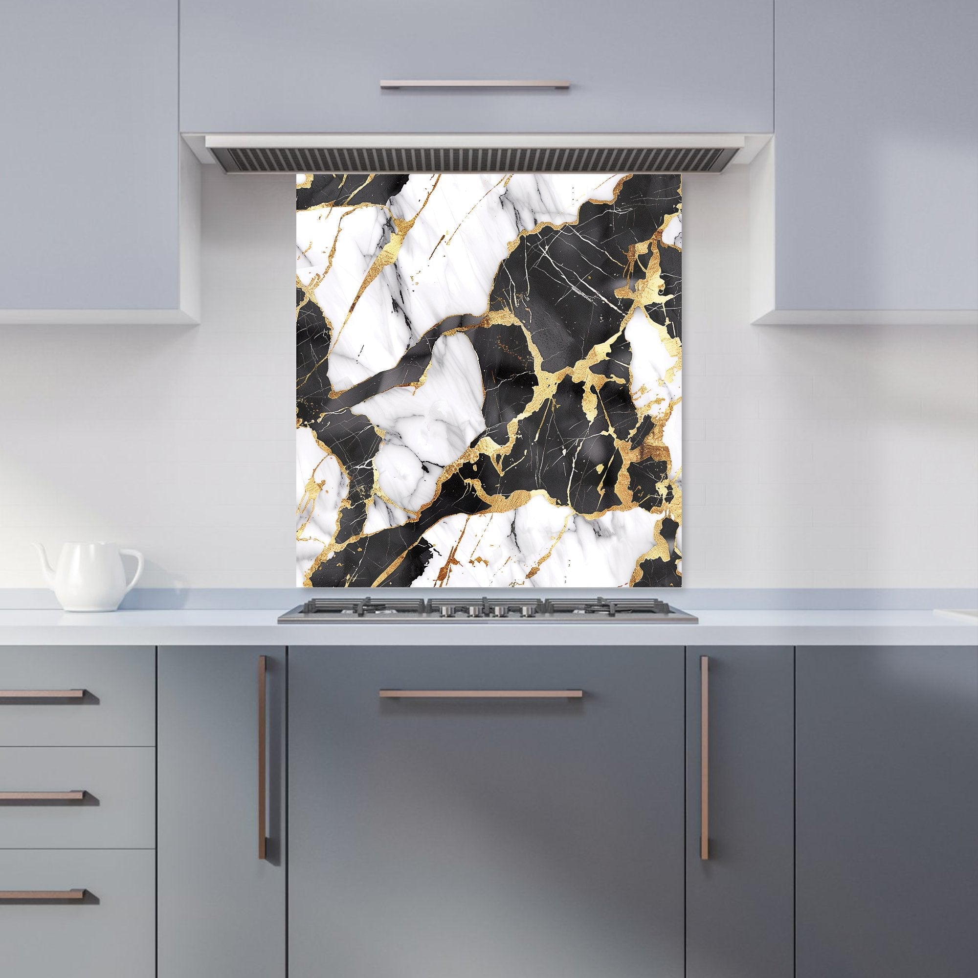 Gold And Black Marble Effect Kitchen Splashback