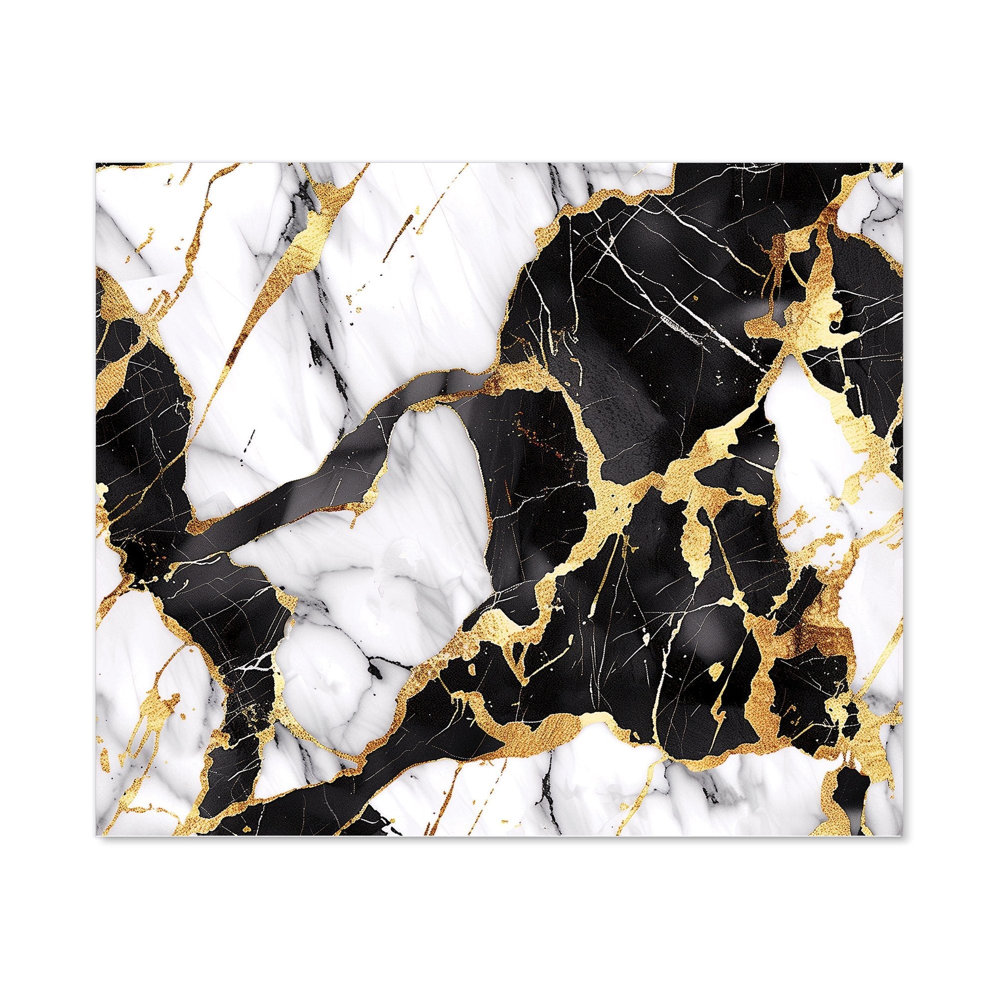 Gold And Black Marble Effect Kitchen Splashback