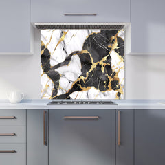 Gold And Black Marble Effect Kitchen Splashback