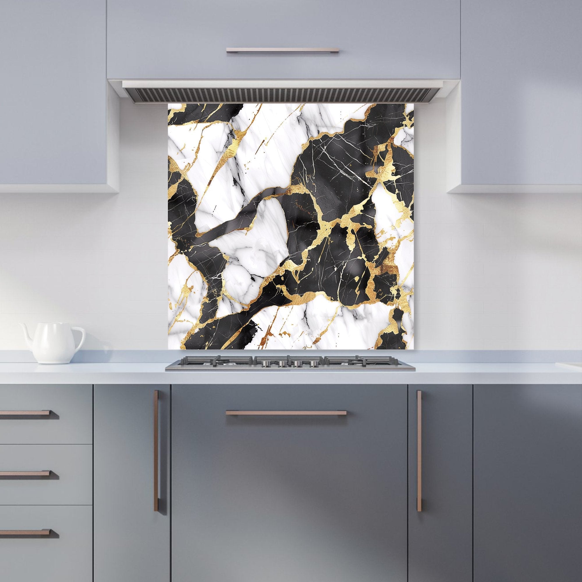 Gold And Black Marble Effect Kitchen Splashback