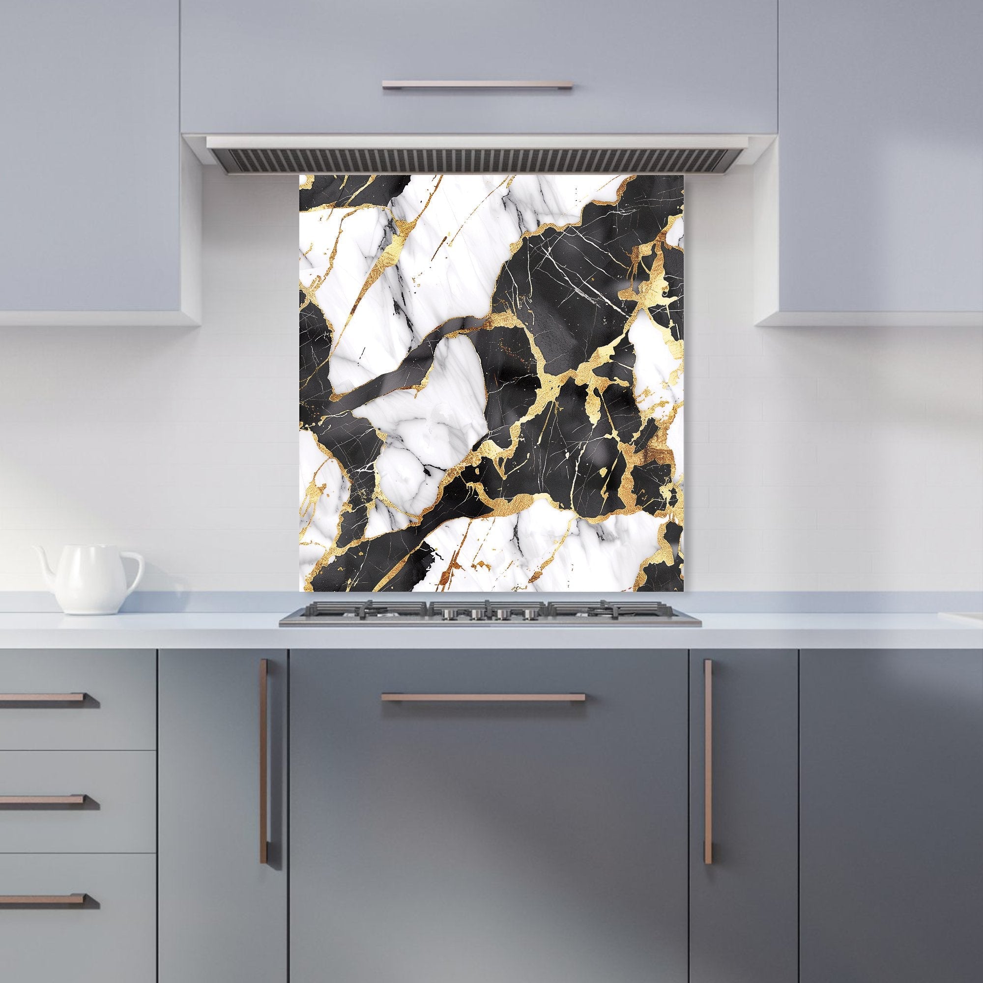 Gold And Black Marble Effect Kitchen Splashback
