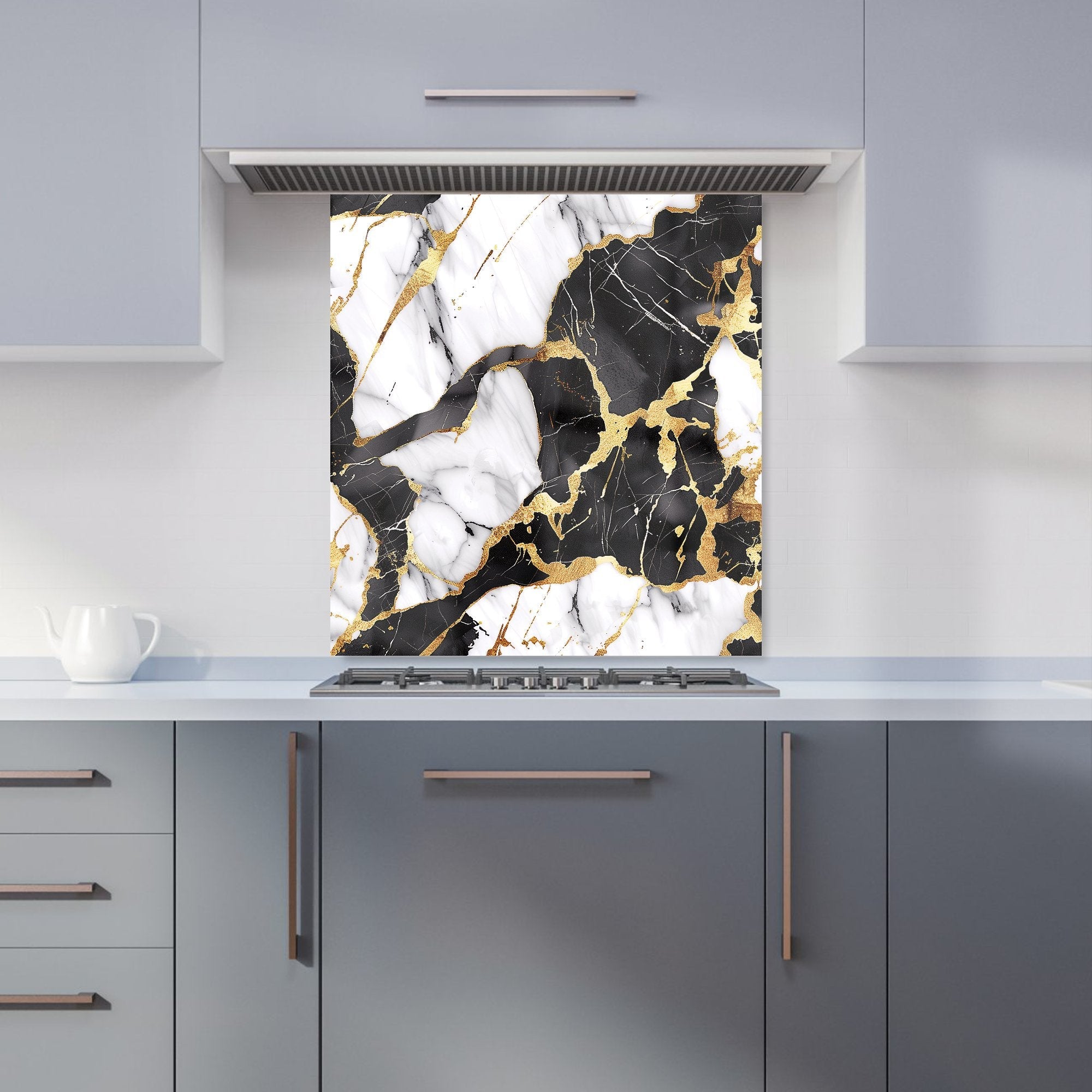 Gold And Black Marble Effect Kitchen Splashback