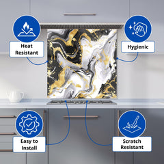 White And Black Marble Effect Kitchen Splashback
