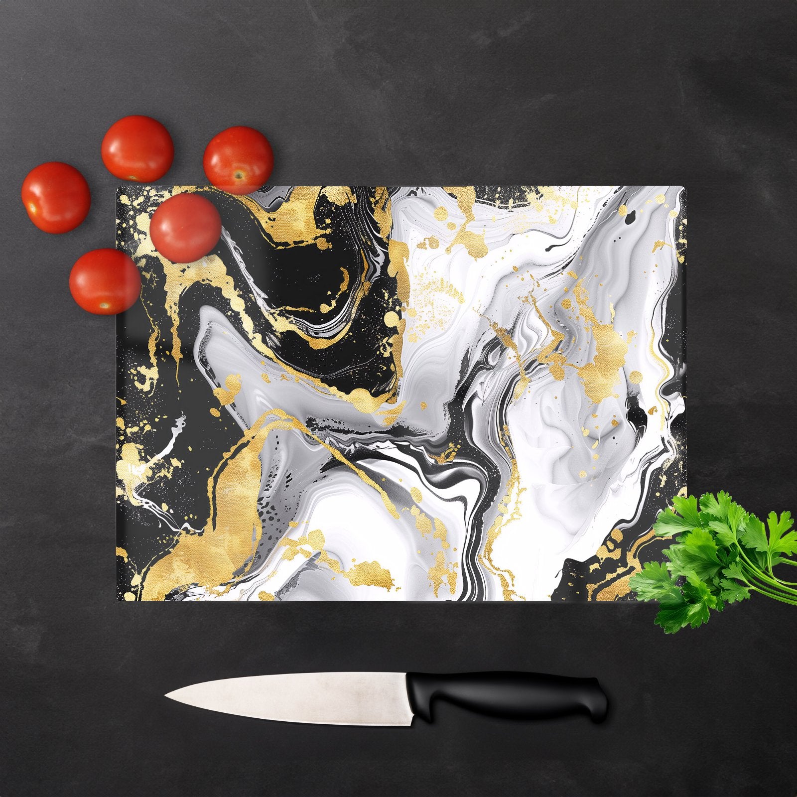 White And Black Marble Effect Chopping Board