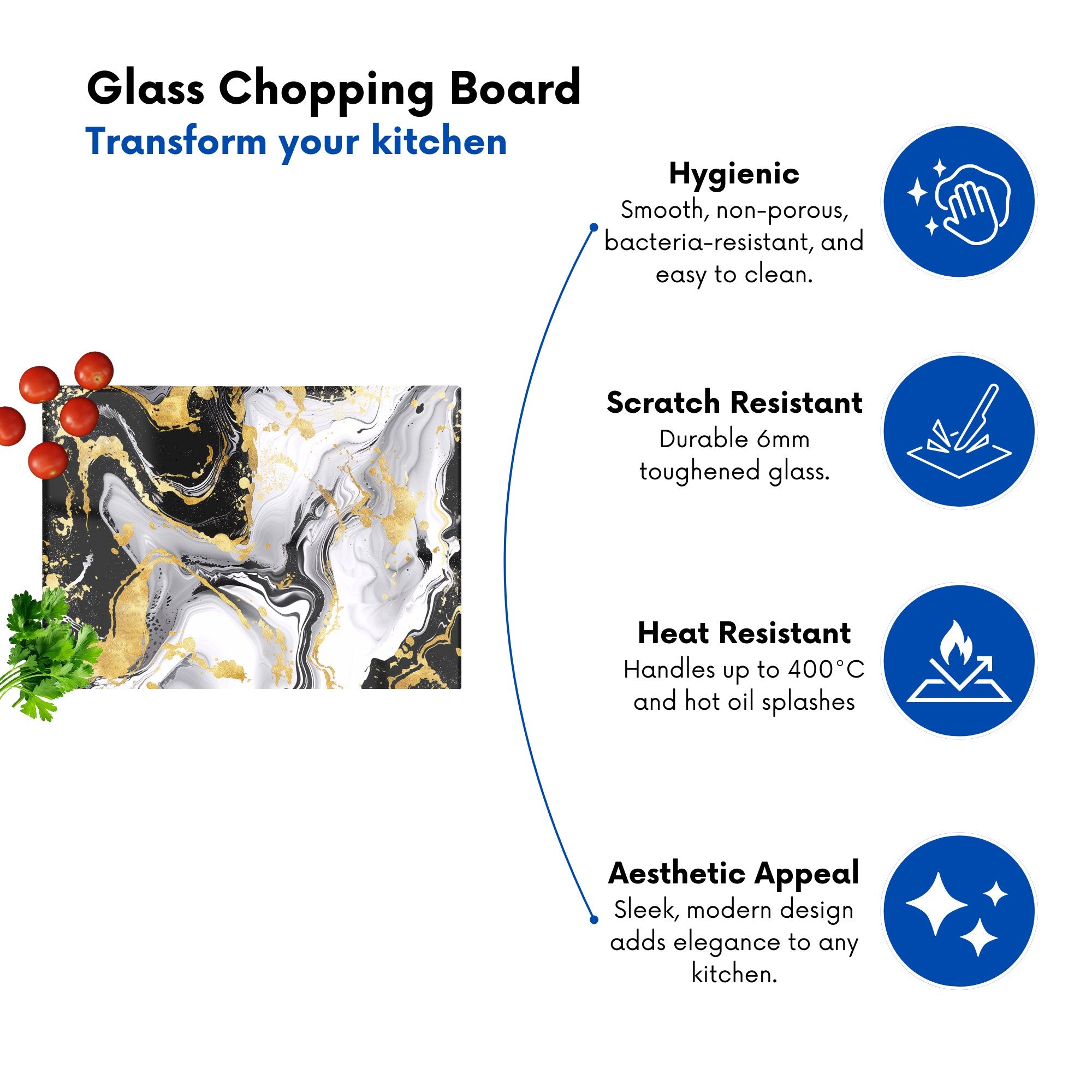 White And Black Marble Effect Chopping Board