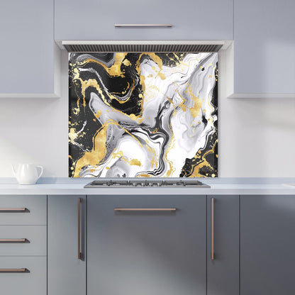 White And Black Marble Effect Kitchen Splashback