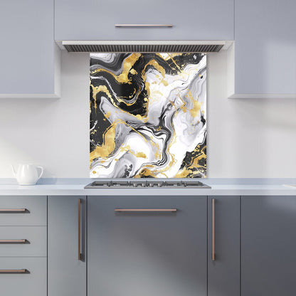 White And Black Marble Effect Kitchen Splashback