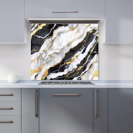 White And Gold Marble Effect Kitchen Splashback