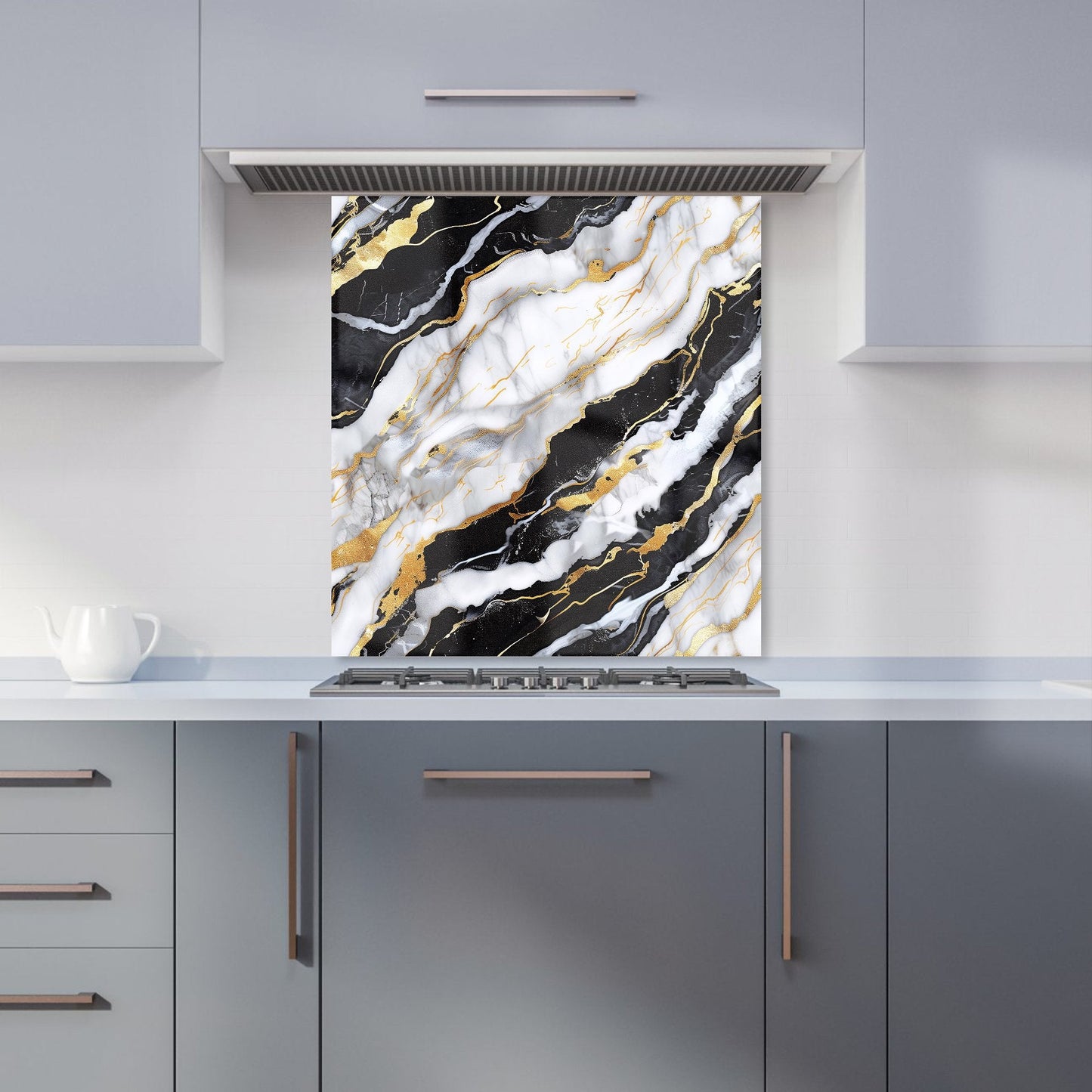 White And Gold Marble Effect Kitchen Splashback