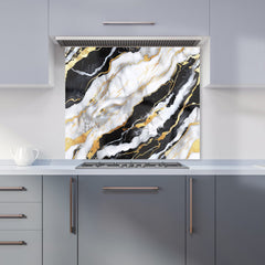 White And Gold Marble Effect Kitchen Splashback
