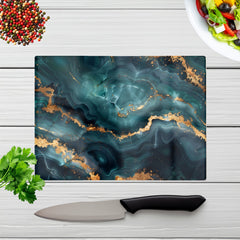 Blue, Gold Marble Effect Chopping Board
