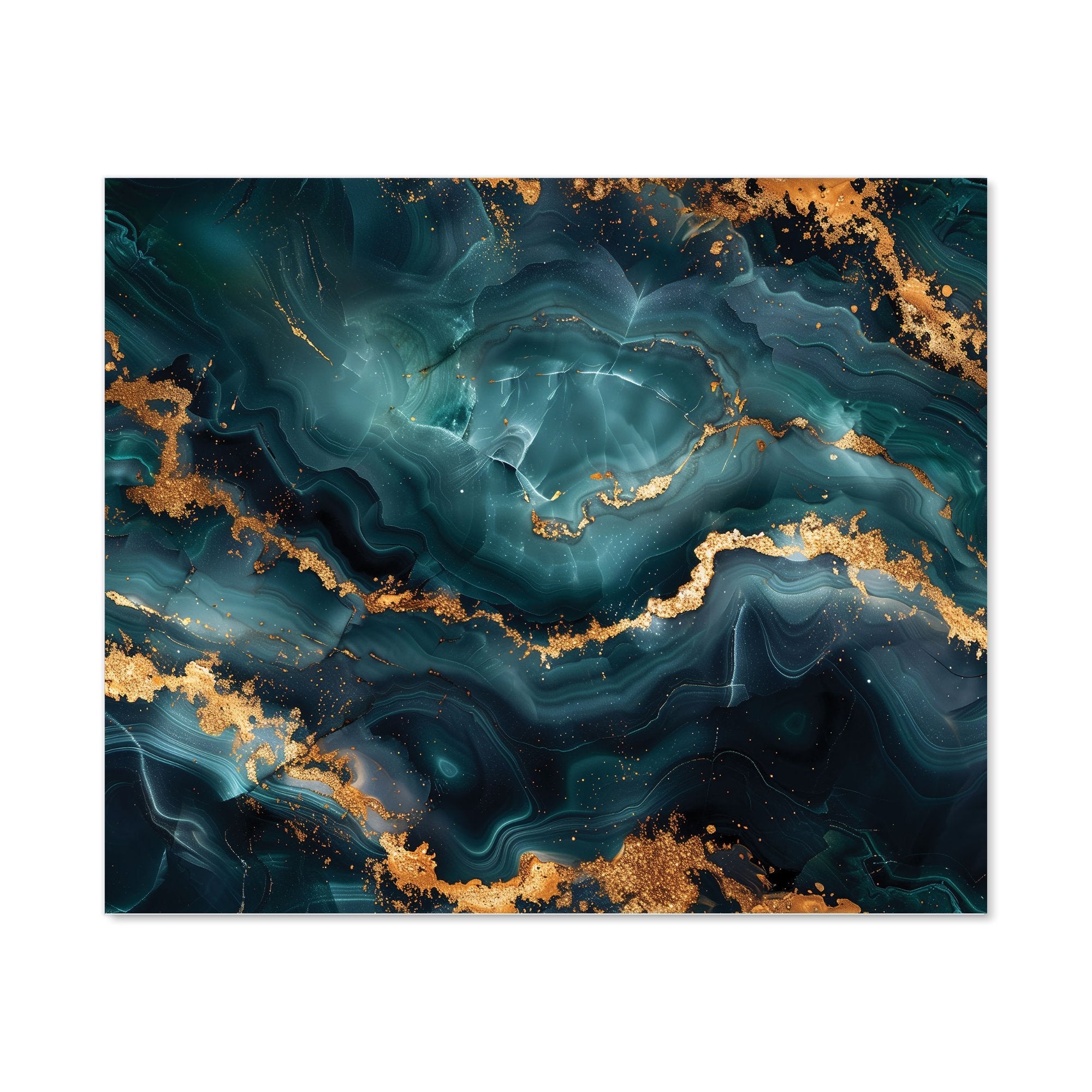 Blue, Gold Marble Effect Kitchen Splashback