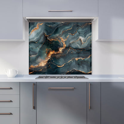 Vibrant Blue Marble Effect Kitchen Splashback