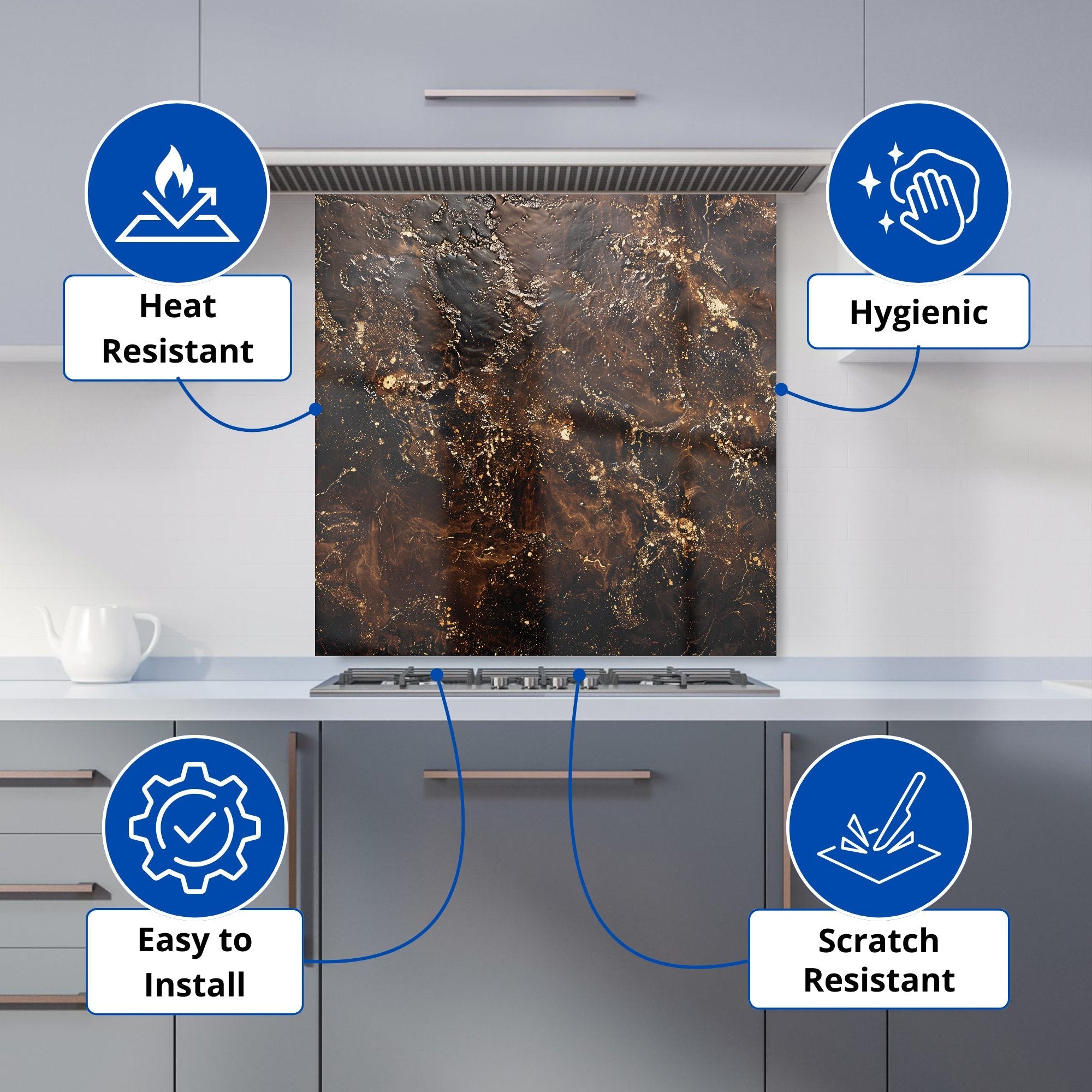 Bronze Quartz Effect Kitchen Splashback