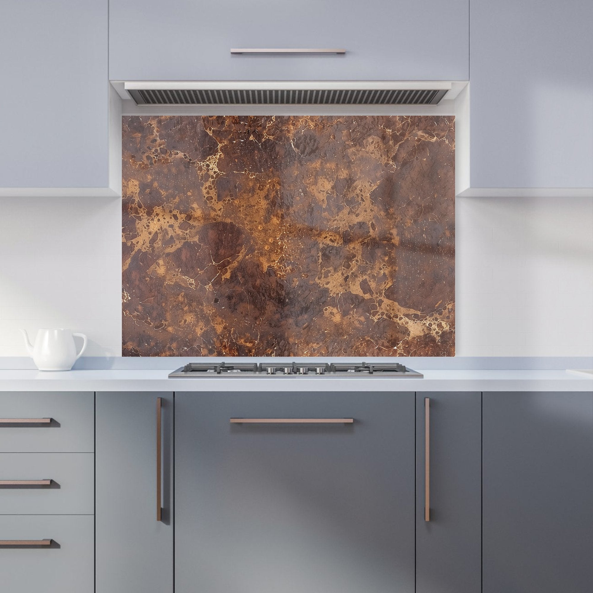 Brown Quartz Effect Kitchen Splashback