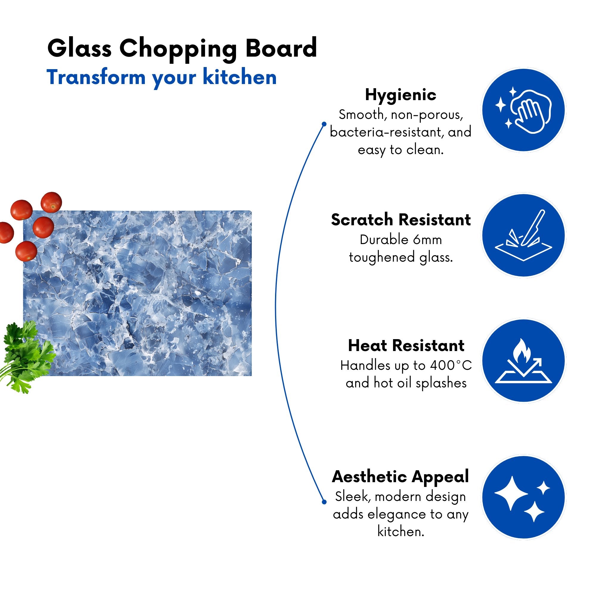 Coastal Blue Quartz Effect Chopping Board