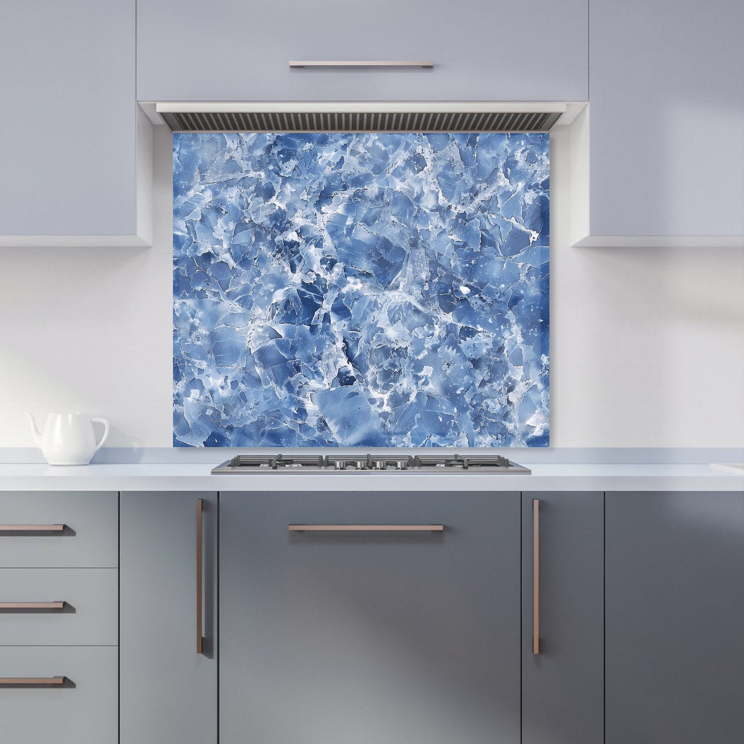 Coastal Blue Quartz Effect Kitchen Splashback