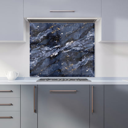 Deep Ocean Blue Quartz Effect Kitchen Splashback