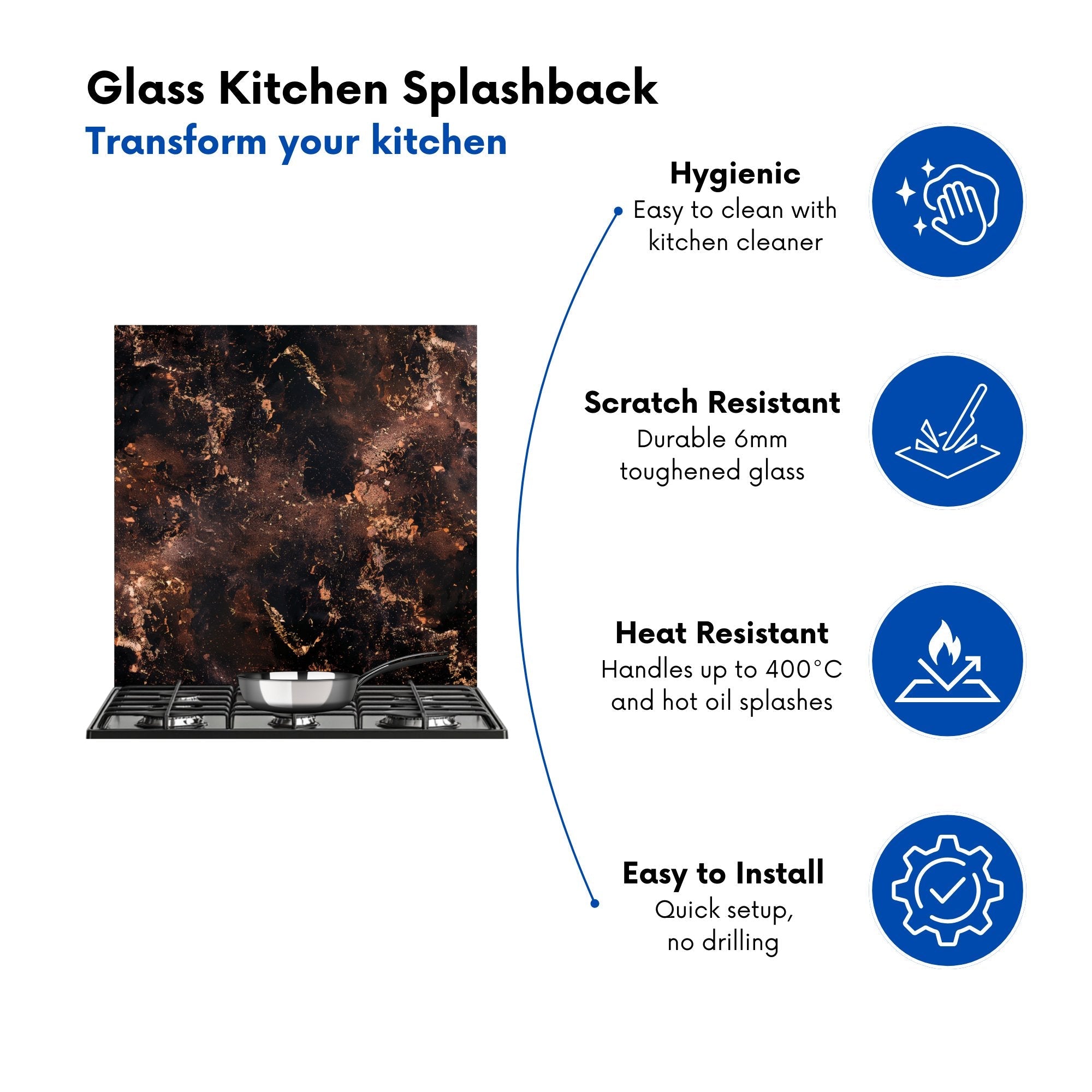 Copper Quartz Effect Kitchen Splashback