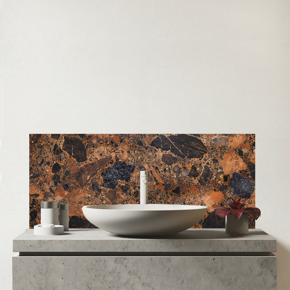 Coopers Quartz Effect Glass Bathroom Splashback