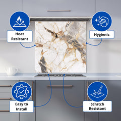 Sleek Pale Marble Effect Kitchen Splashback