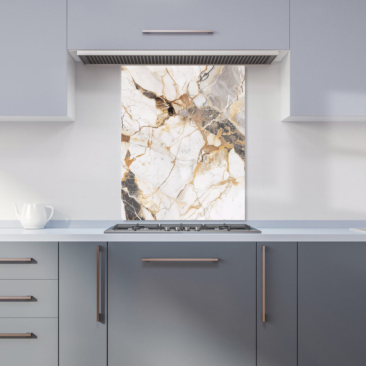 Sleek Pale Marble Effect Kitchen Splashback