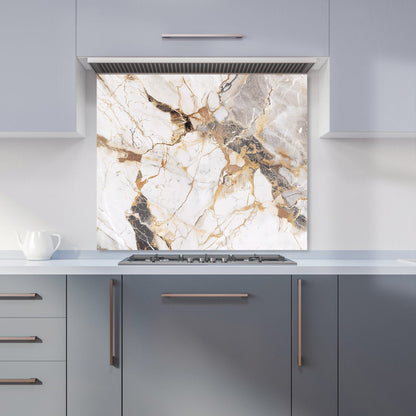 Sleek Pale Marble Effect Kitchen Splashback