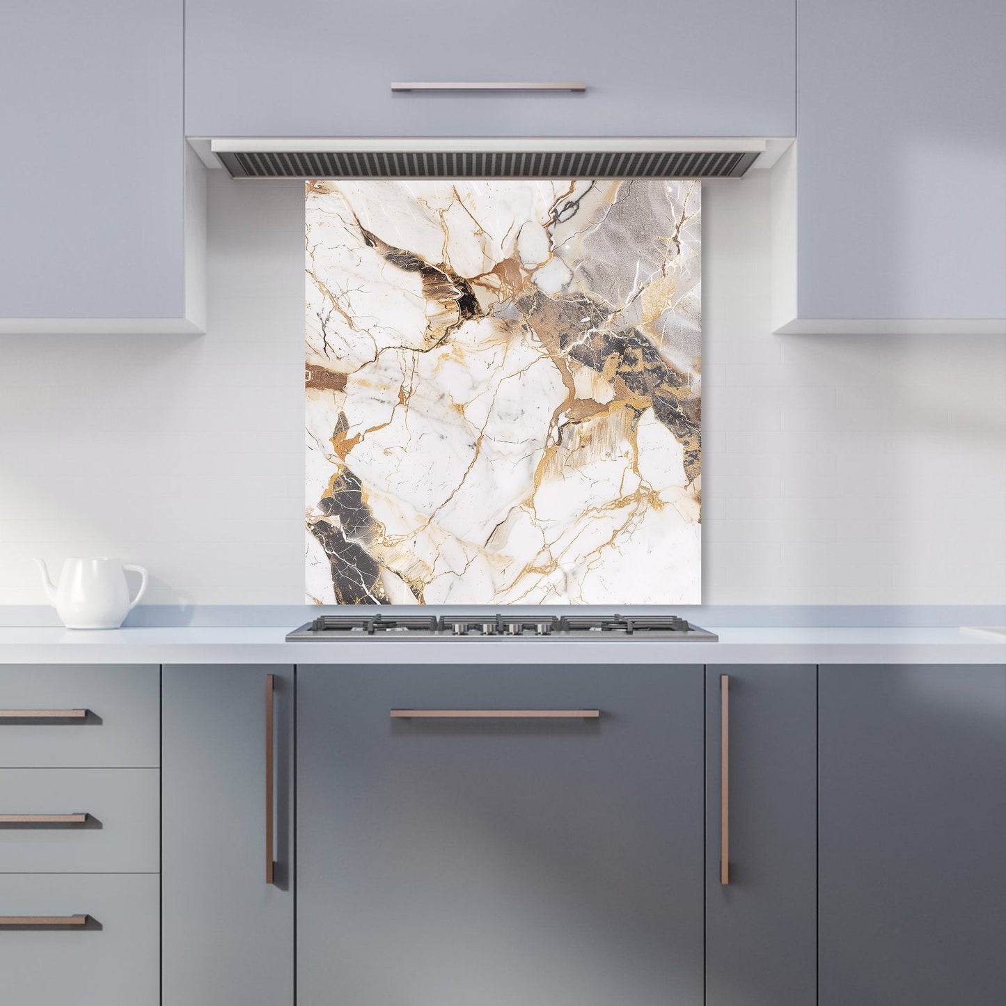 Sleek Pale Marble Effect Kitchen Splashback