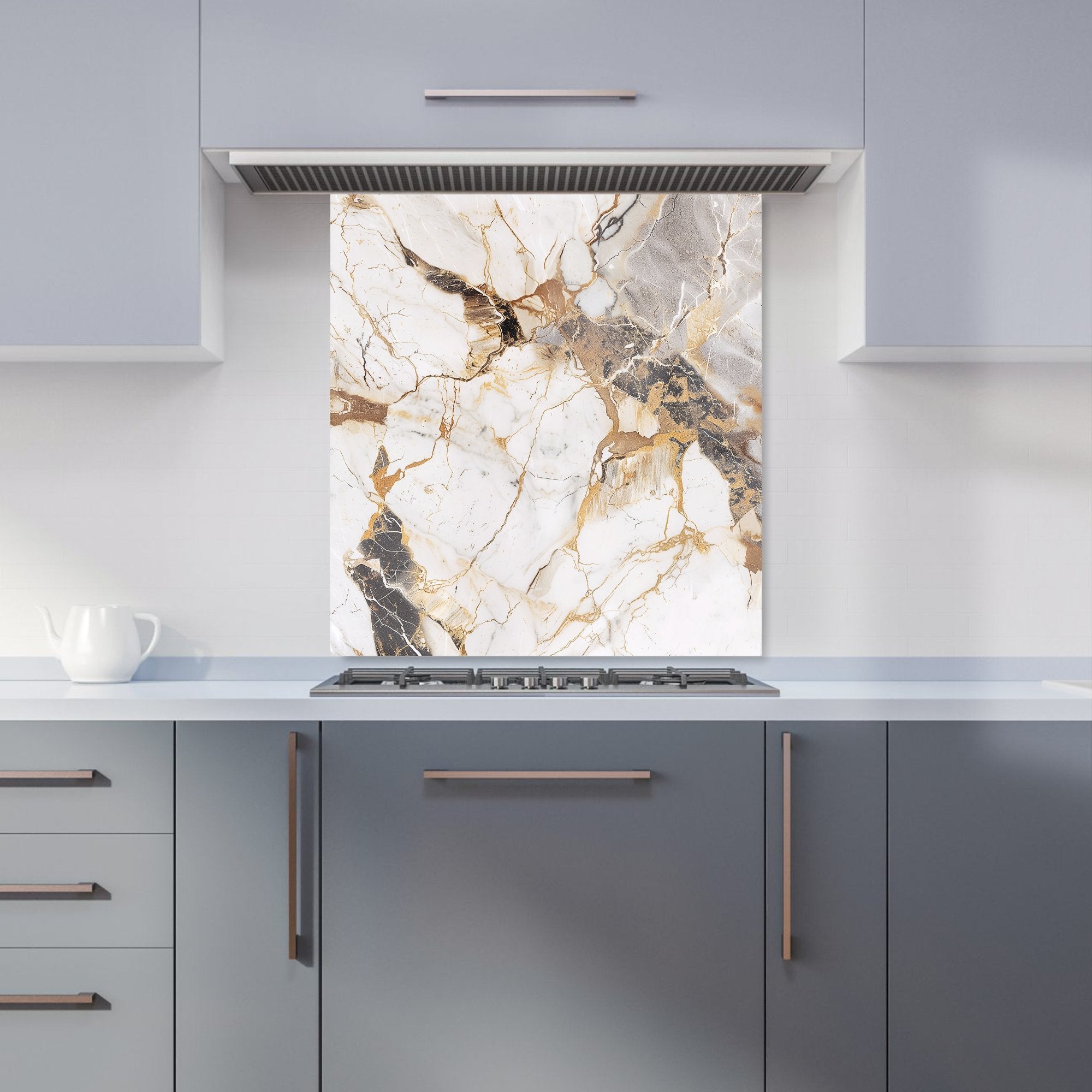 Sleek Pale Marble Effect Kitchen Splashback
