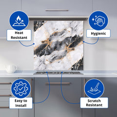 Exquisite White Marble Effect Kitchen Splashback