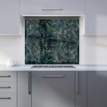 Dark Green Quartz Effect Kitchen Splashback