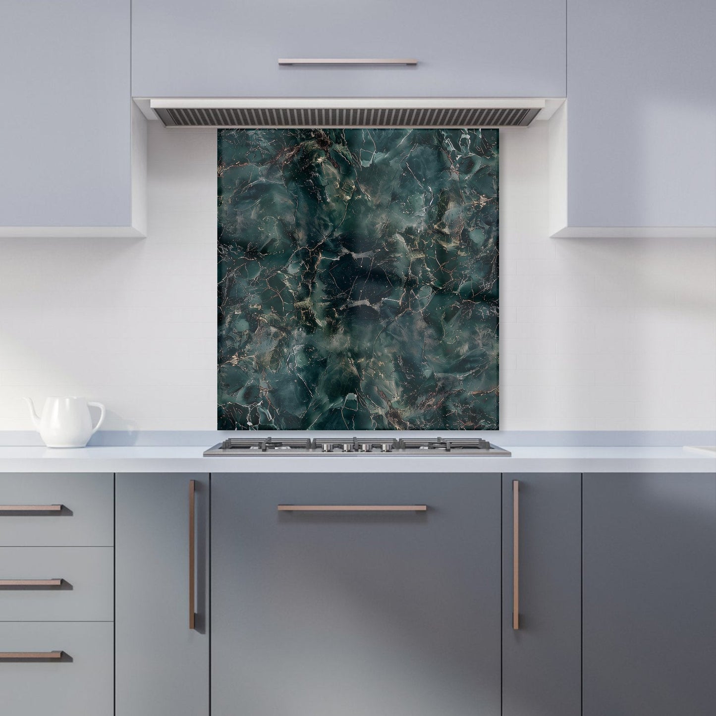 Dark Green Quartz Effect Kitchen Splashback