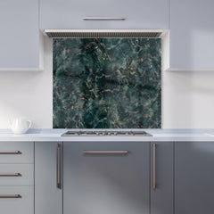 Dark Green Quartz Effect Kitchen Splashback