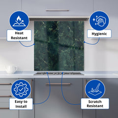Deep Green Quartz Effect Kitchen Splashback