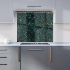 Deep Green Quartz Effect Kitchen Splashback