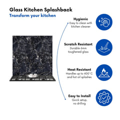Black Quartz Effect Kitchen Splashback