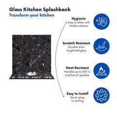 Dark Grey Quartz Effect Kitchen Splashback
