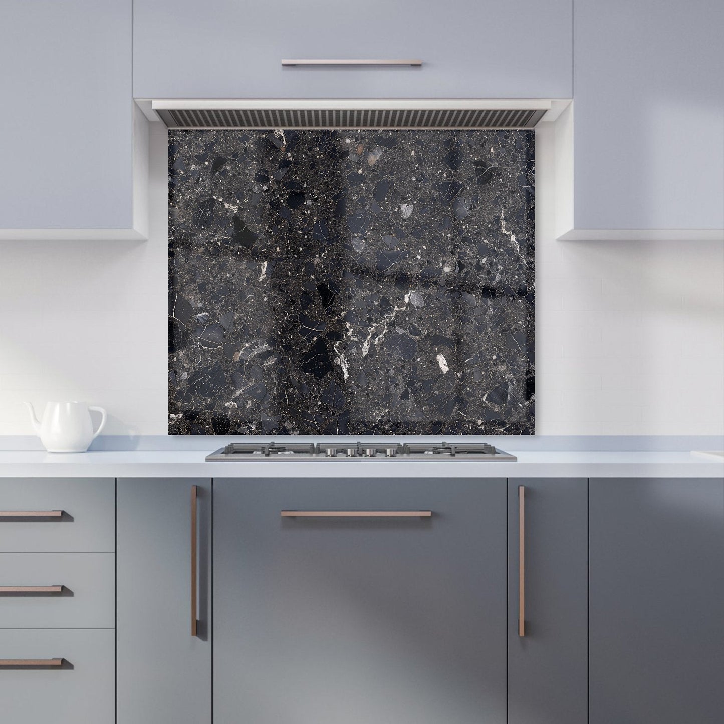 Dark Grey Quartz Effect Kitchen Splashback