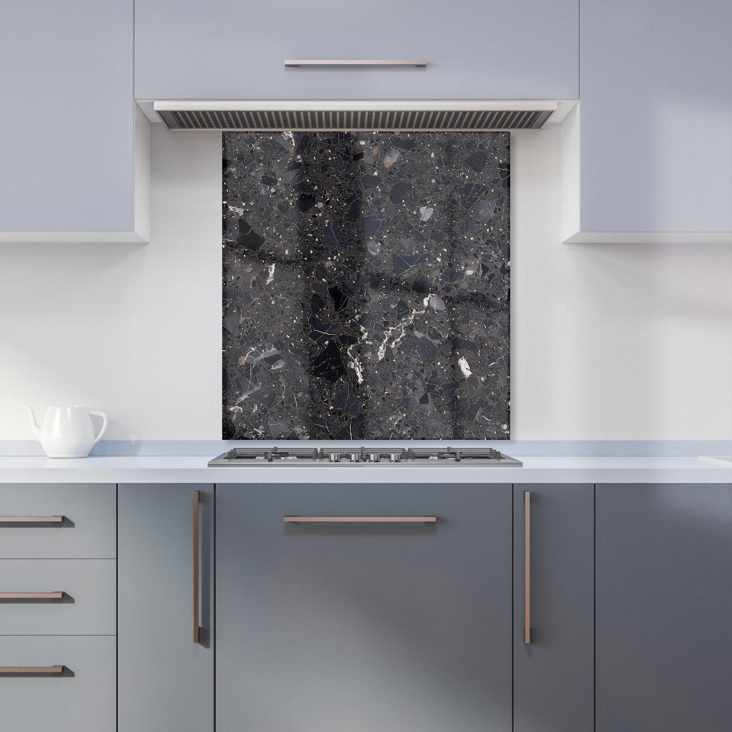 Dark Grey Quartz Effect Kitchen Splashback