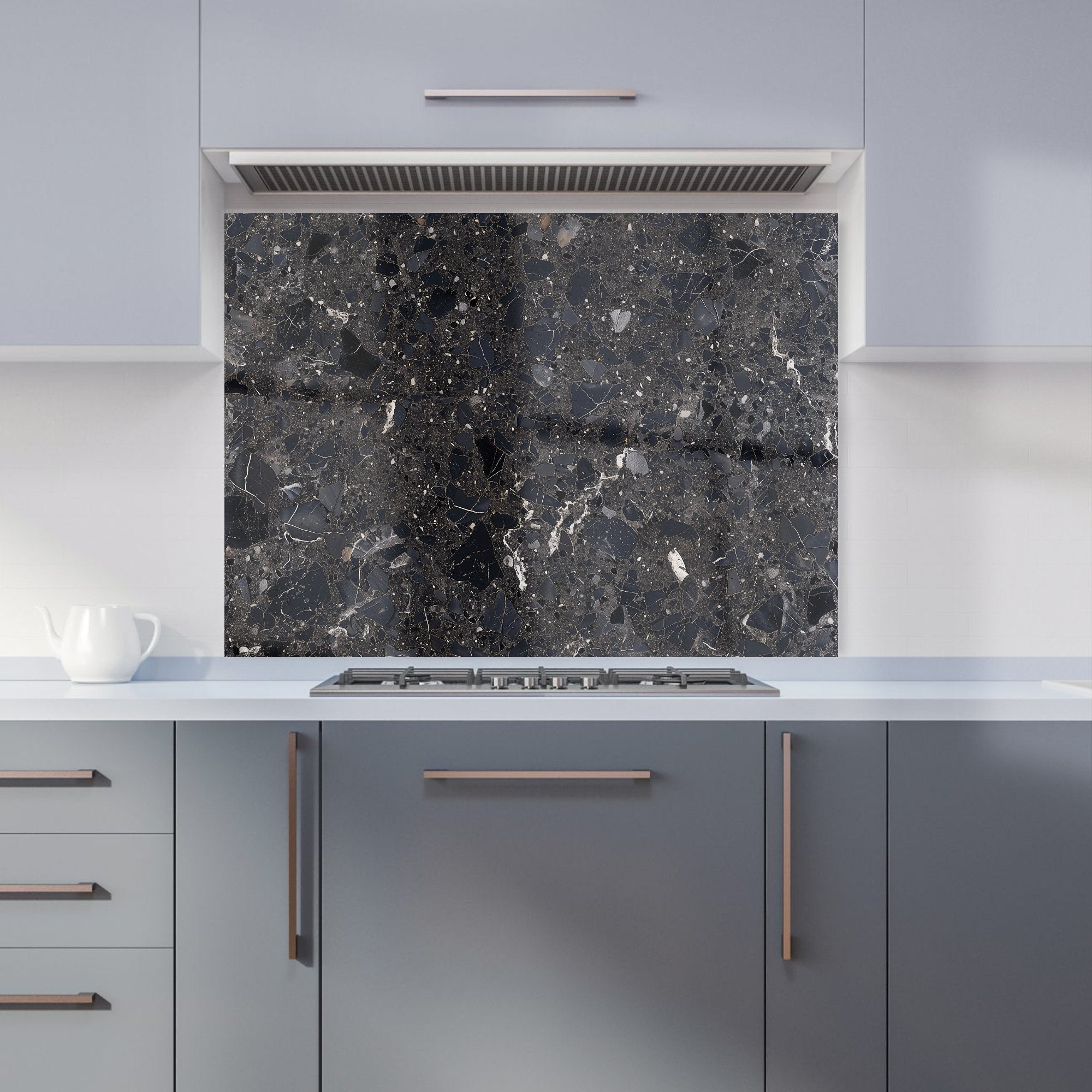 Dark Grey Quartz Effect Kitchen Splashback